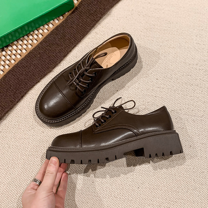 Platform Heel Platform Leather Shoes Women foto 5
