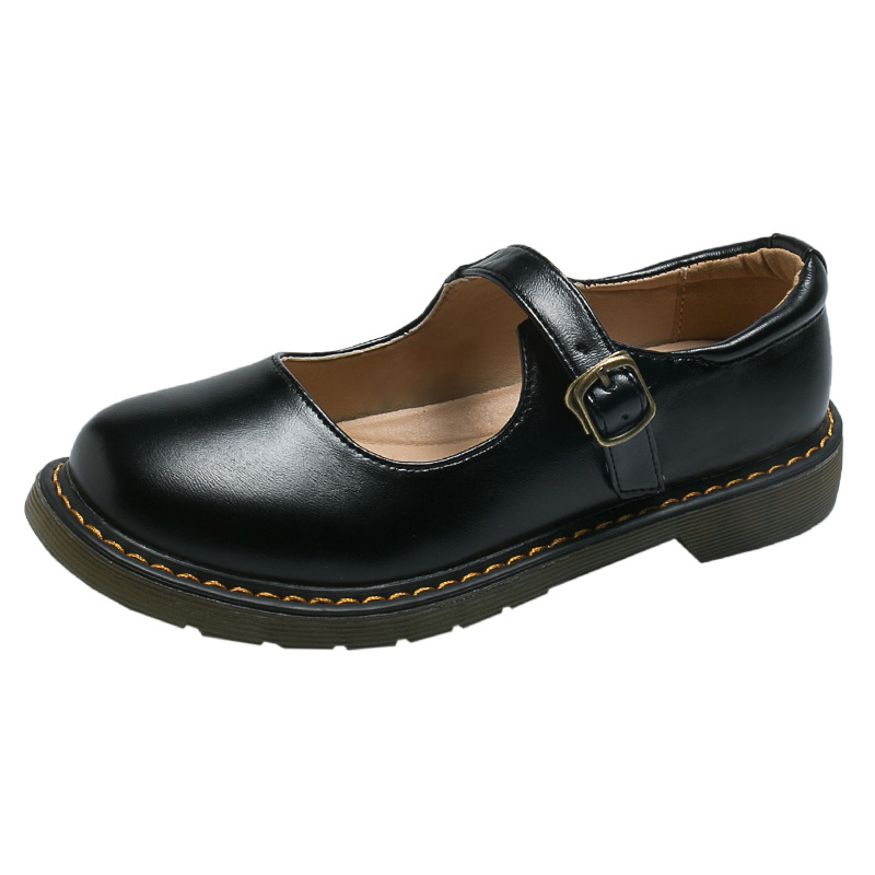Women's Solid Color Round Head Low-cut Flat Retro Shoes foto 5