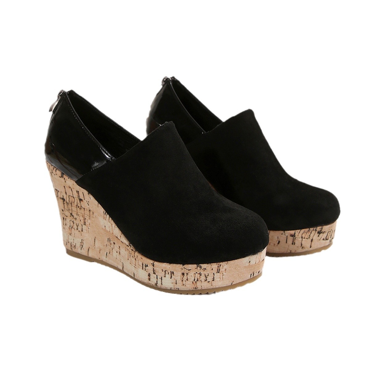 Women's Wedge Heels Spring New Arrival Suede And Leather Patchwork Design foto 4