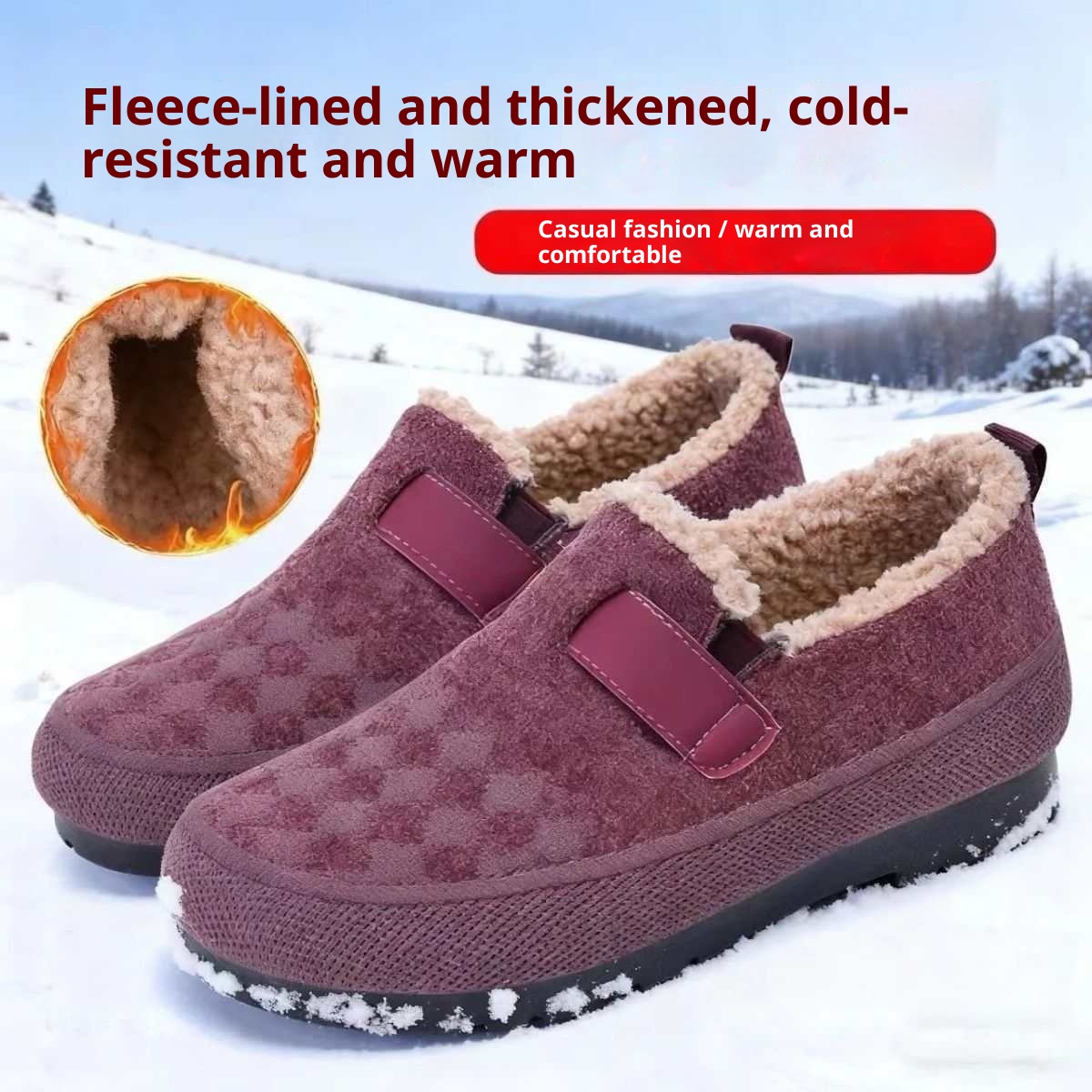 Winter Fleece-lined Old Beijing Cloth Shoes For Women foto 4