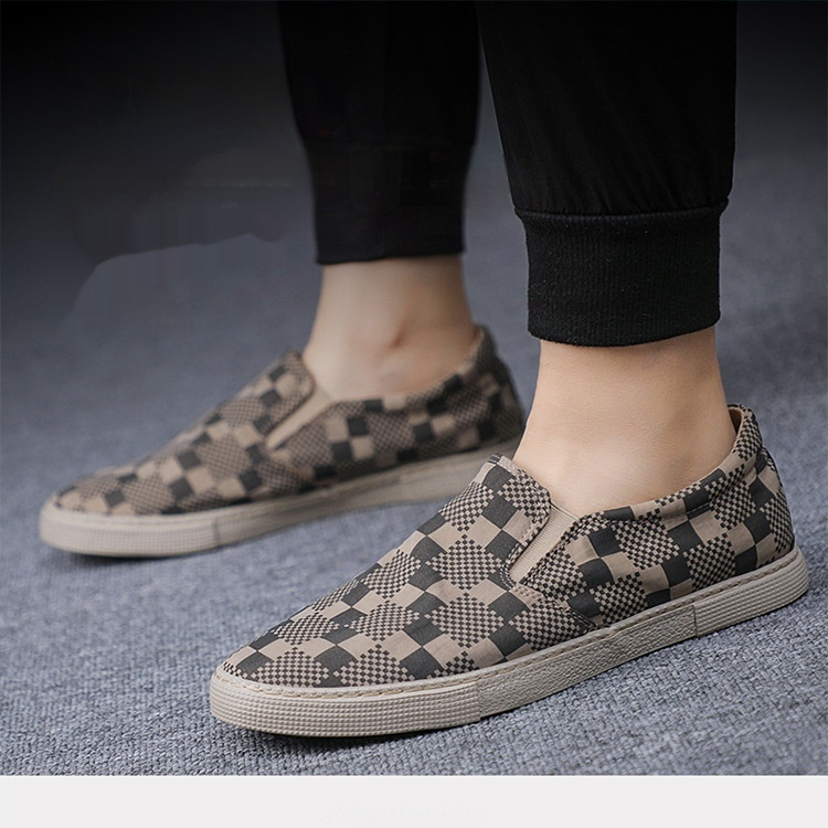 Men's Casual Checkered Canvas Board Shoes foto 3