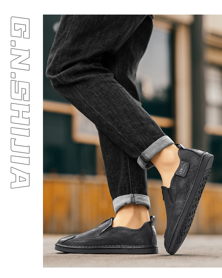 Soft Leather Soft Bottom Lightweight Men's Leather Casual Shoes foto 4