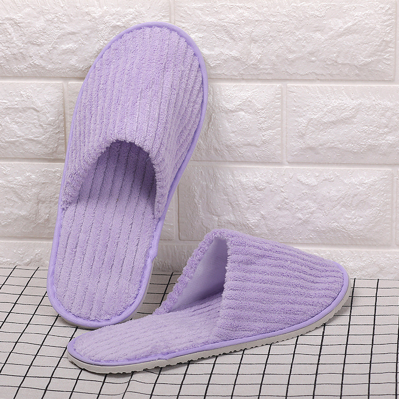 Disposable Eva Hotel Strip Coral Velvet Slippers foto 3