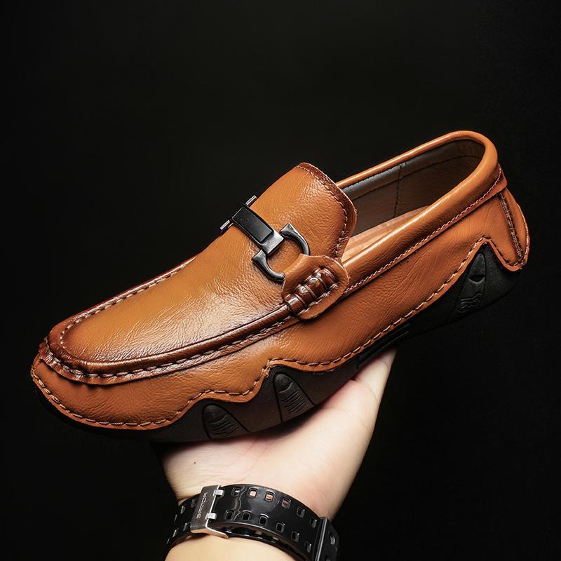 Slip-on Men's Loafers Casual Leather Shoes Low Top foto 4