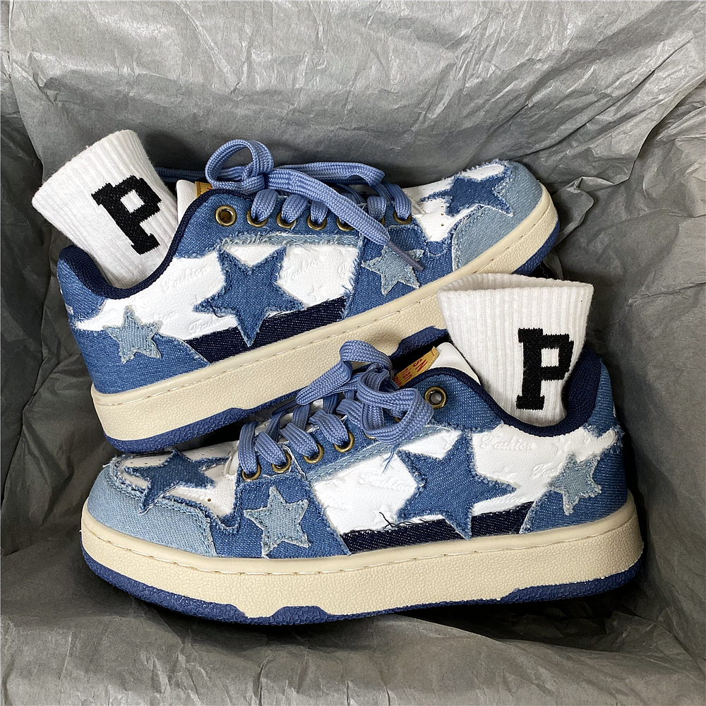 Hong Kong Style Niche Denim Blue Retro Sneakers foto 2