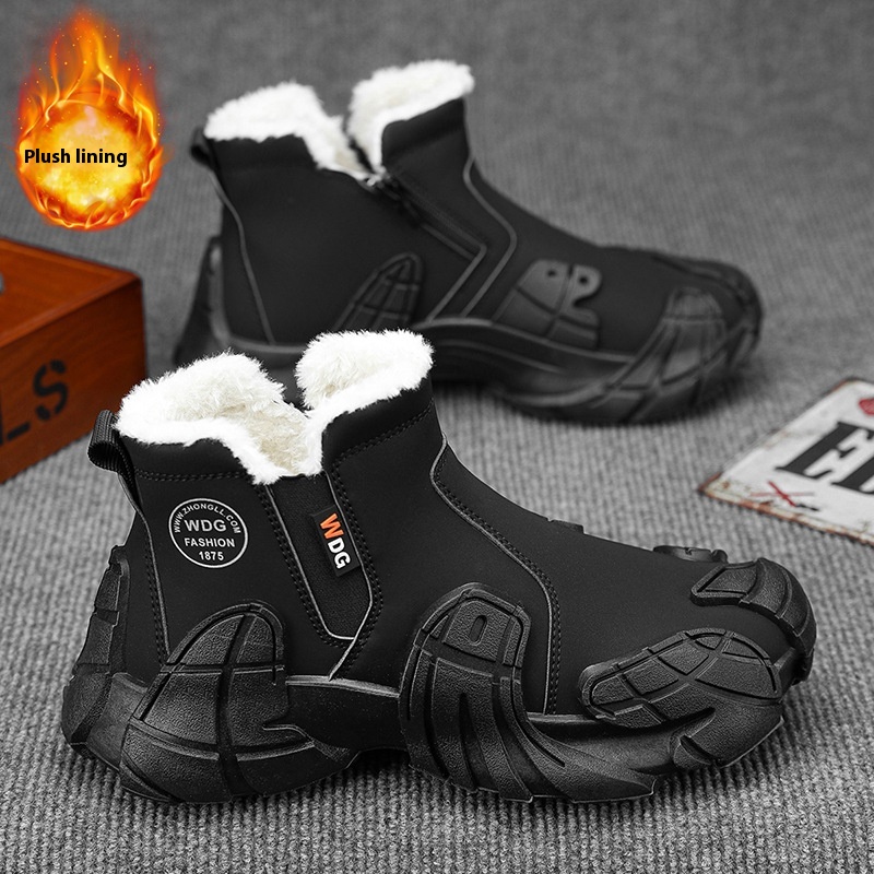 Men's Solid Color Tooling Fleece Lined Martin Boots foto 3