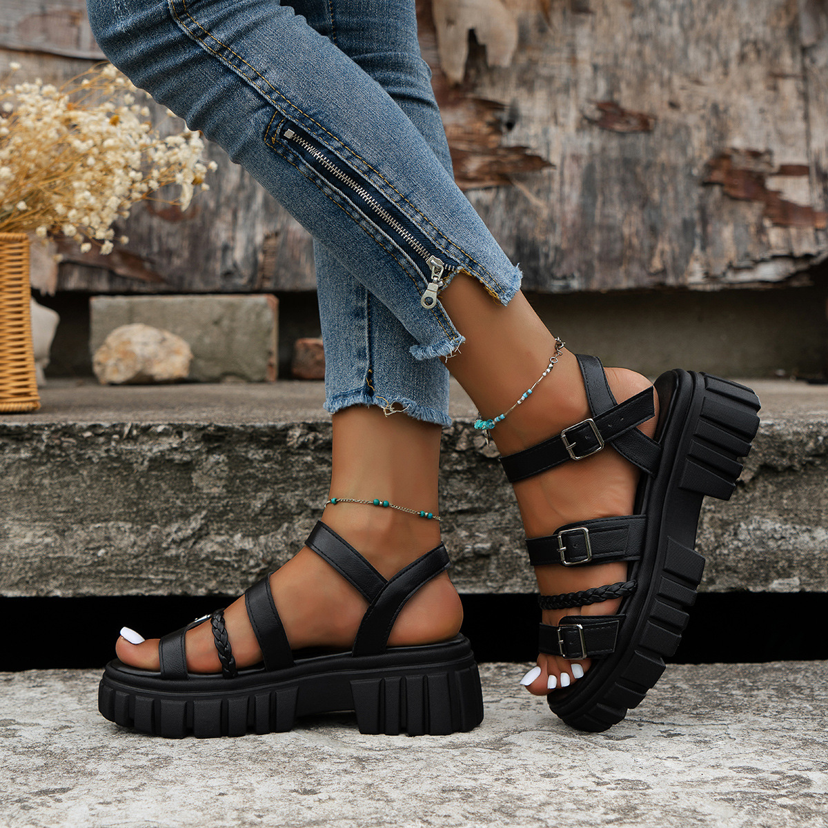 Women's Sponge Cake Thick-soled Open-toe Sandals foto 4