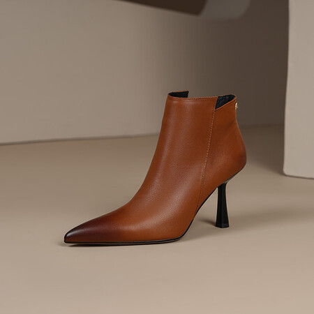 Fashion Boots, Cowhide Ankle Boots, Women's Mid-heel Single-layer Boots foto 4