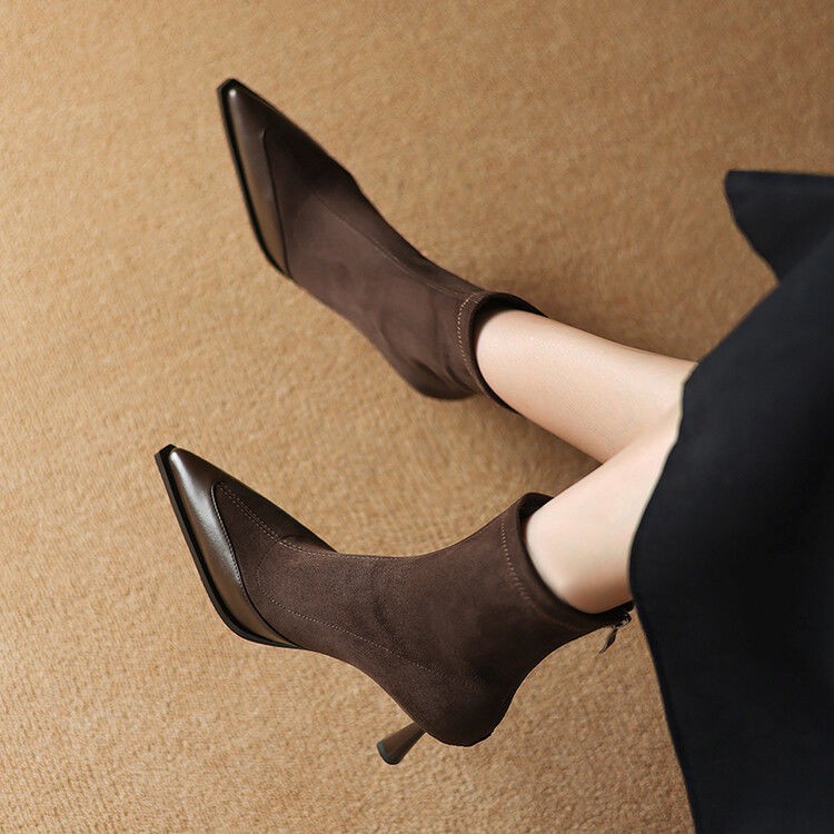 Elastic Pointed Mid-heel Ankle Boots For Women foto 5