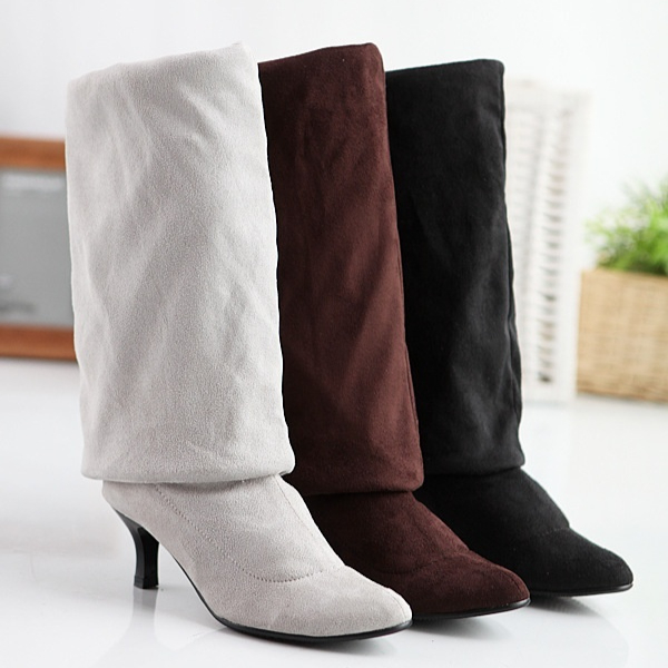 Womens Suede Tall Plus Size Boots foto 3