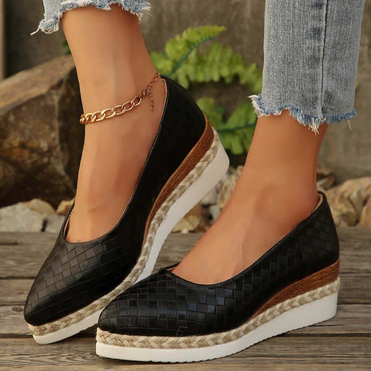Women's Fashion Pointed Toe Low-cut Leisure Platform Shoes foto 4