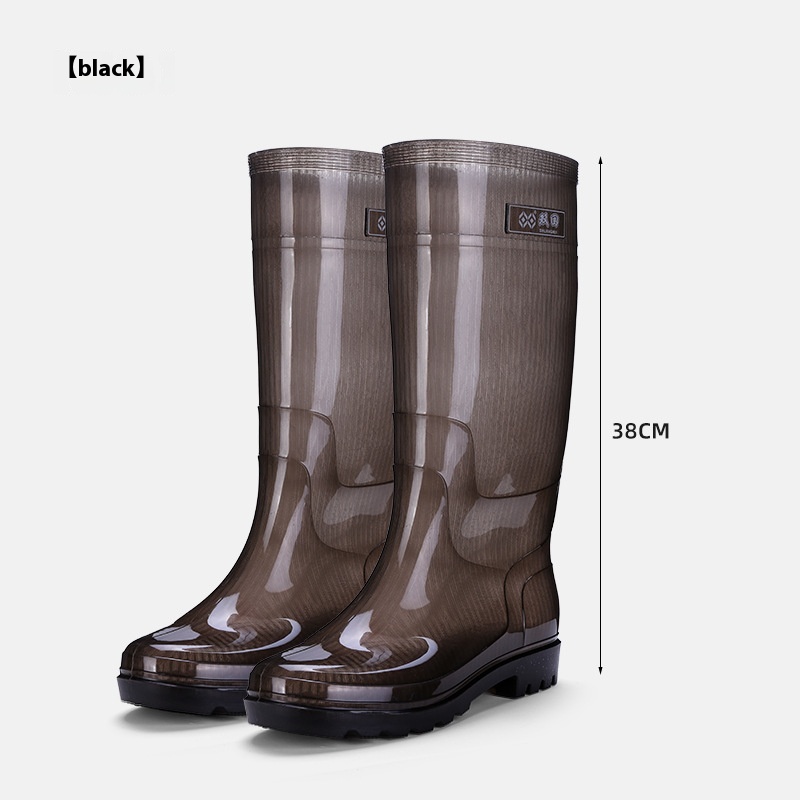 Men's Knee-high Rain Boots Non-woven Jelly Non-slip Wear-resistant Rubber Shoes foto 3
