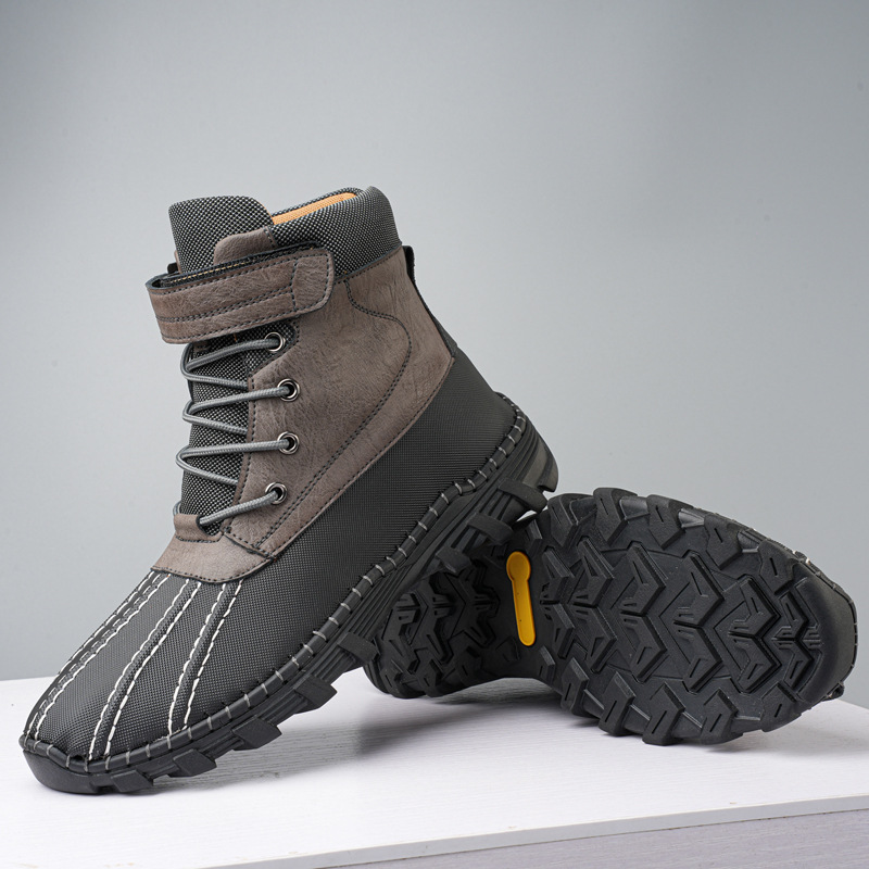 Winter Fleece Lace-up Snow Boots For Men Women Waterproof And Anti-slip Outdoor Work Boot Fashion Warm Mid-tube Cotton Shoes Men foto 2
