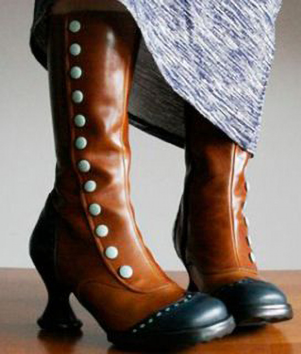 Fashionable Button-decorated Irregular-heeled Women's Thigh-high Boots foto 3