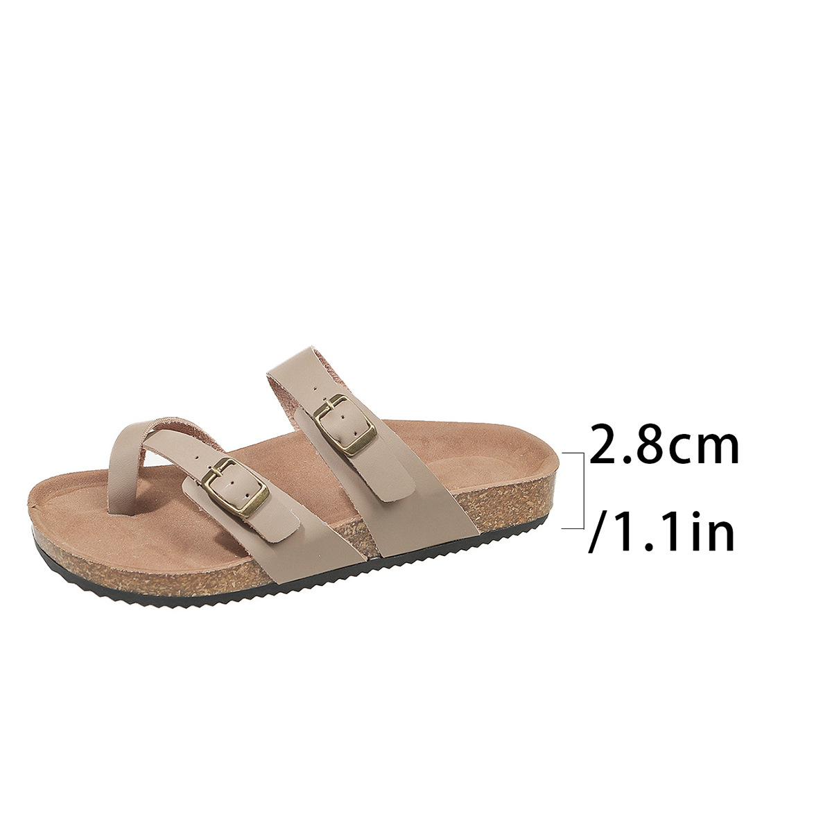 Double Row Buckle Open Toe Outdoor Slippers Women foto 4