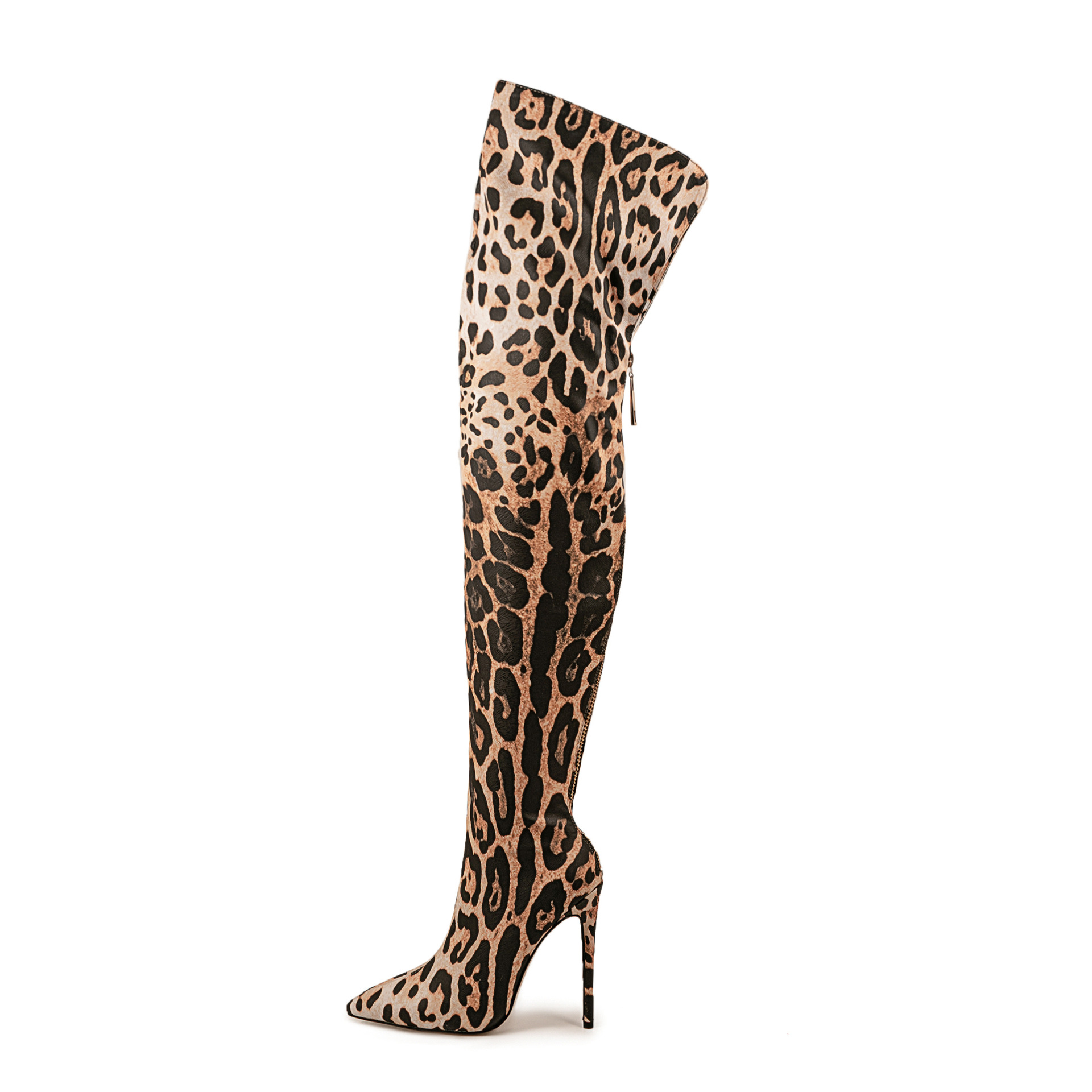 Pointed-toe Stiletto Leopard Print Stretch Thin Boots Nightclub Bar Pole Dance foto 2