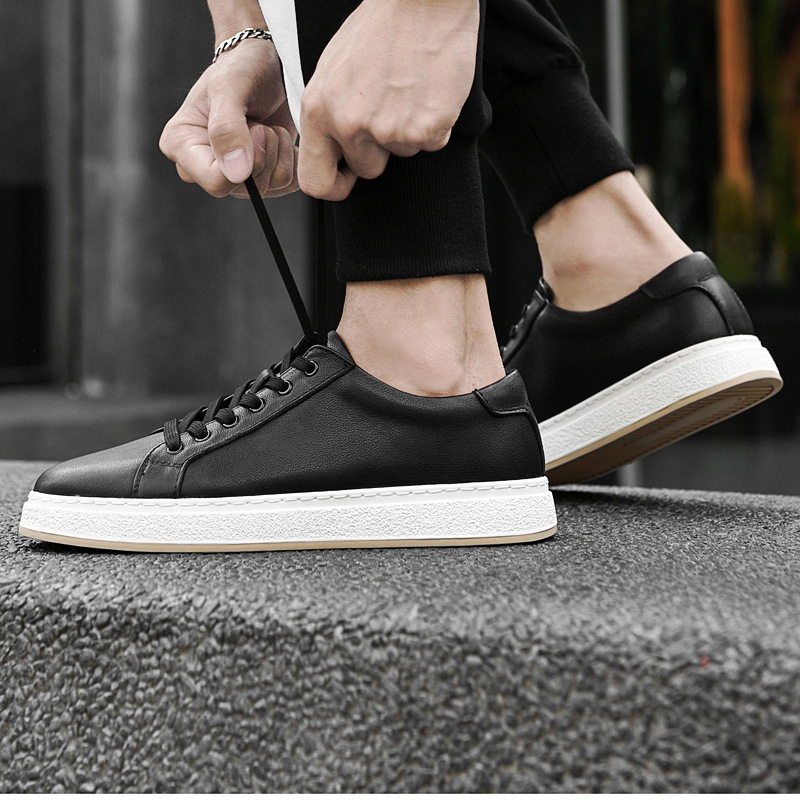 Men's Business Genuine Leather Lace-up Soft Bottom Platform Sneakers foto 3