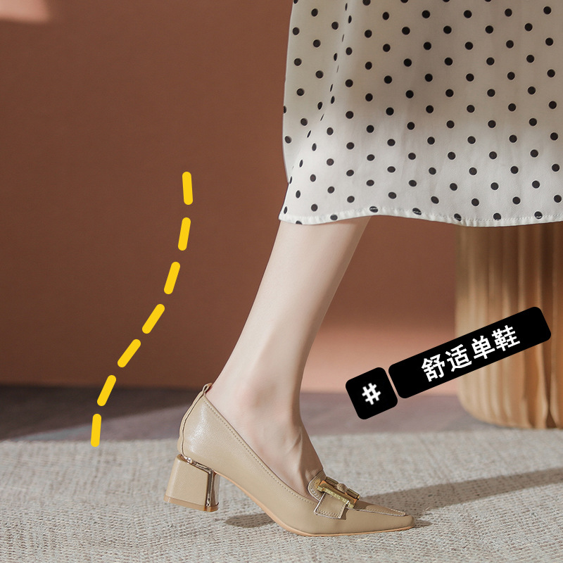 Chunky Heel High-heel Commuter Shallow Shoes foto 5
