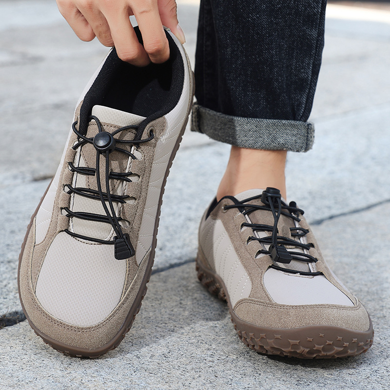 Men's Suede Leather Hiking Shoes Wide Toe Outdoor foto 3