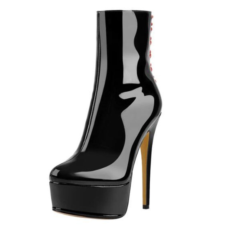 European And American-style Round-toe High-platform Womens Short Boots With Side Zippers foto 5