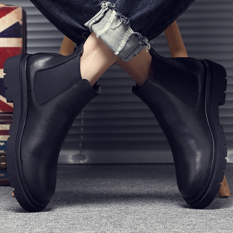 Men's Chelsea Boots High Top Working Wear Leather Shoes foto 3
