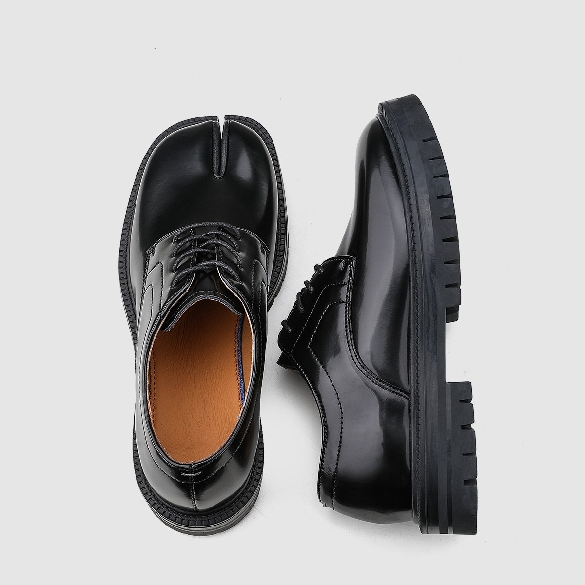 Personalized Low Cut Thick Sole Casual Split Toe Leather Shoes foto 2
