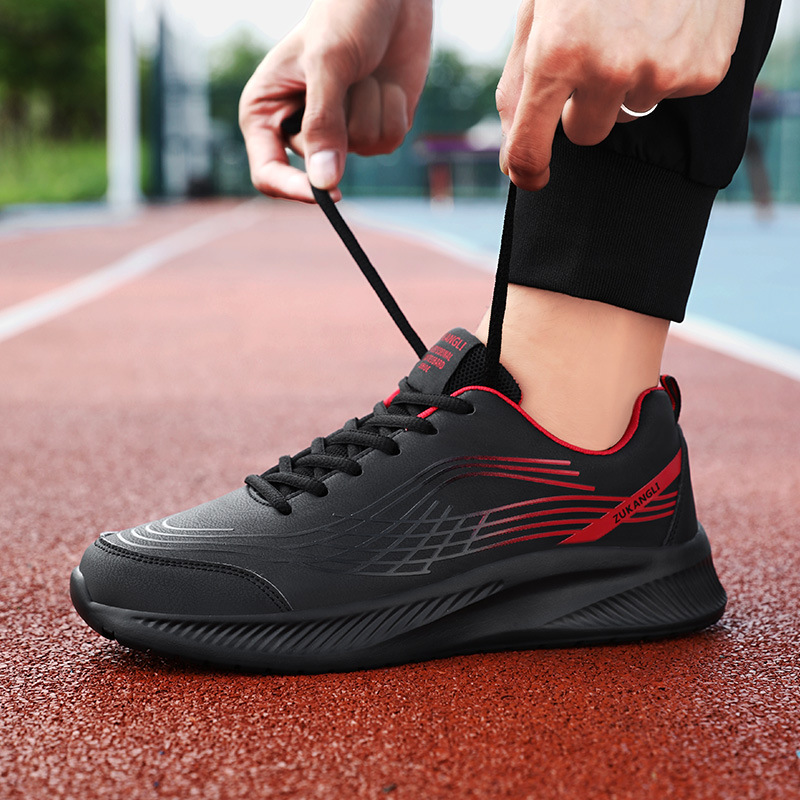 Black Leather-uppers Waterproof And Non-slip Running And Casual Shoes foto 4