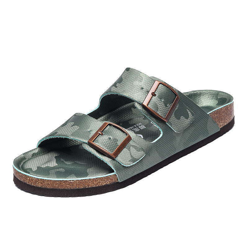 Platform Slippers Men's And Women's Same Frosted Leather Double-breasted Two-word Slippers foto 4