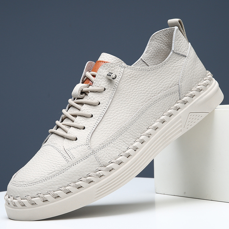 Men's Solid Color Versatile Genuine Leather Casual Sneakers foto 5