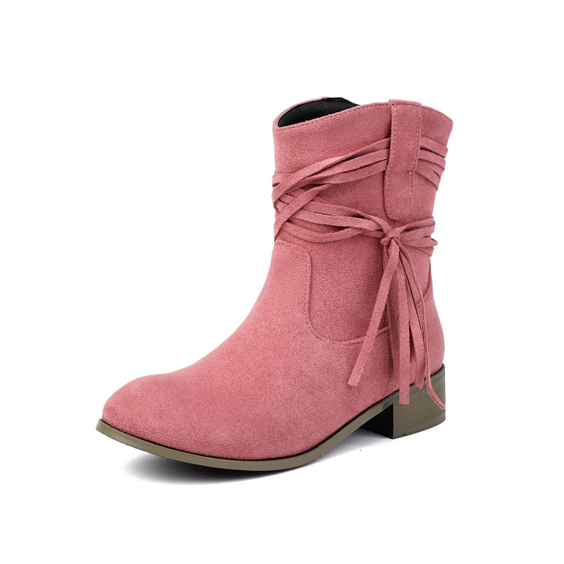Short Boots Round Toe Foreign Trade Suede Tassel Women's Shoes