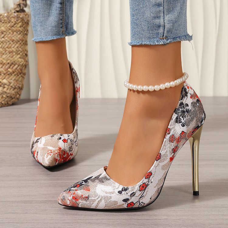 Women's Ethnic Style Flower Stiletto Heel Cheongsam High Heels foto 3