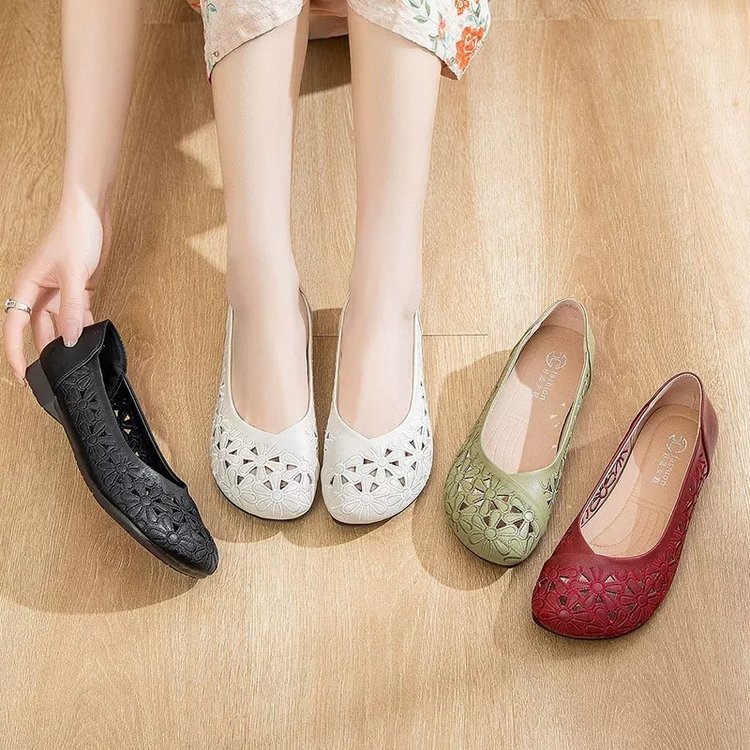 Womens Breathable Flat Non-slip Leather Sandals Soft foto 3