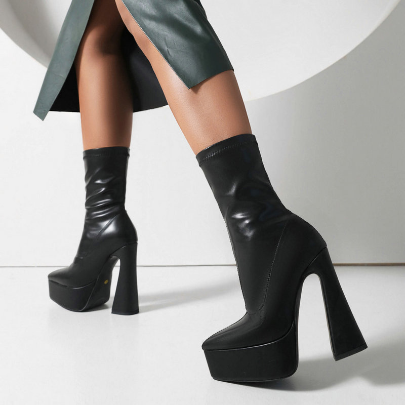 Women's Thick Heel Super High Heel Platform Booties foto 5