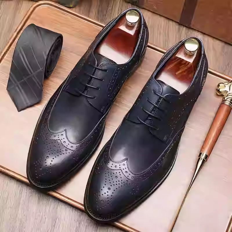 Men's British Pointed Toe Business Formal Wear Wedding Shoes foto 2