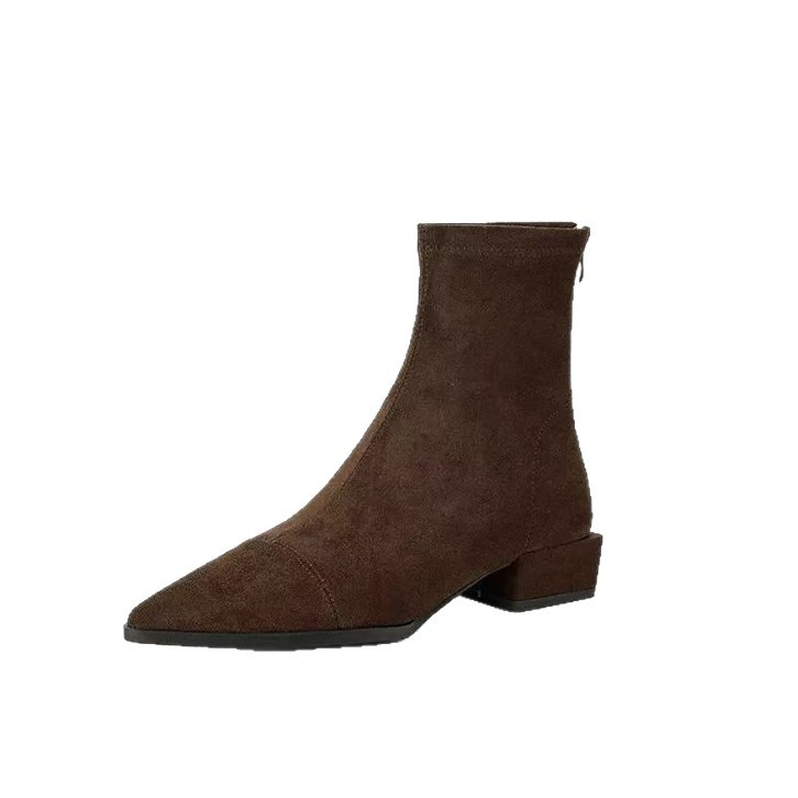 Stretchy Plus-size Fleece-lined Warm Pointed Suede Martin Boots foto 2