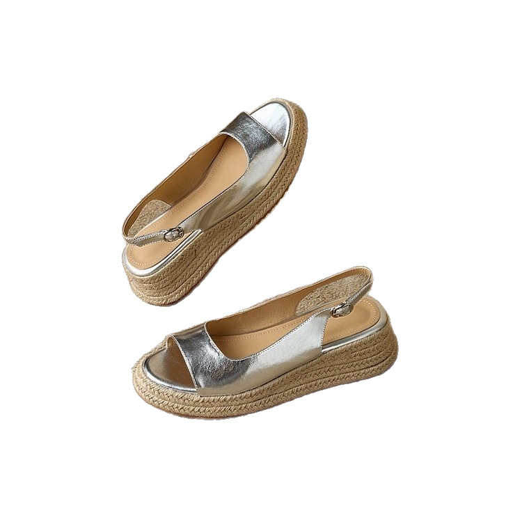 Round-toe Straw Open-toe Sandals For Women foto 2