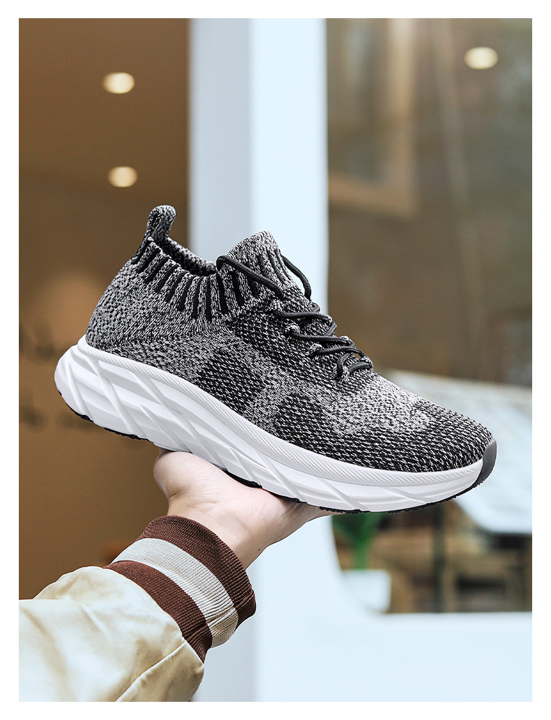 Stretch Sock Shoes Men's Plus Size Flyknit Height Increasing Leisure Sneaker foto 3