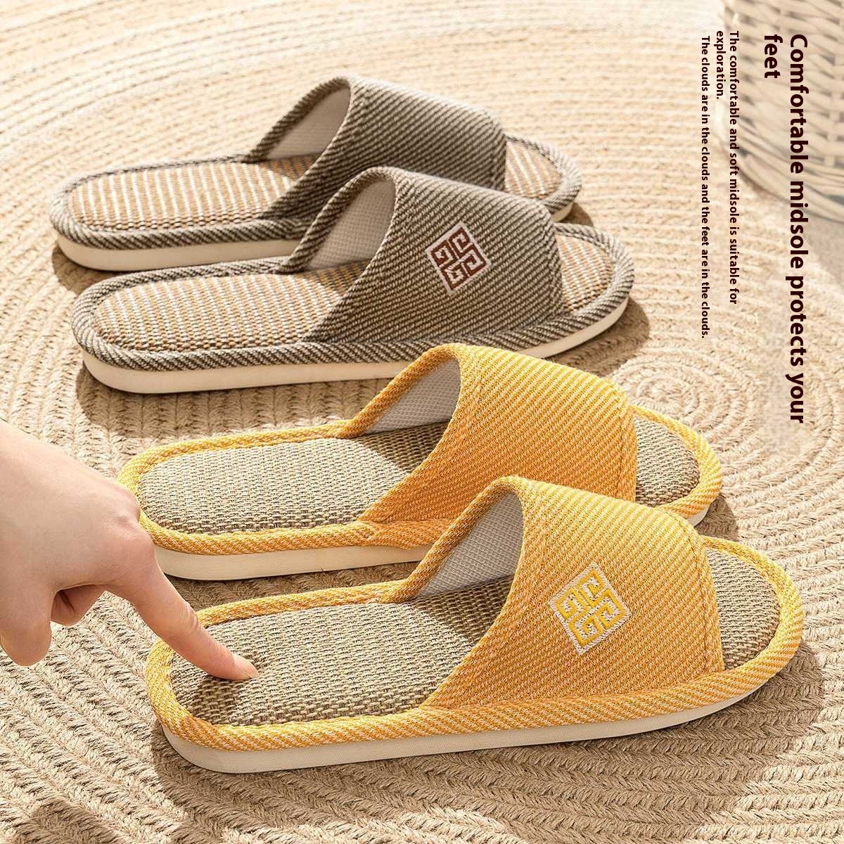 Linen Slippers For Women Spring And Autumn Non-slip Home foto 5