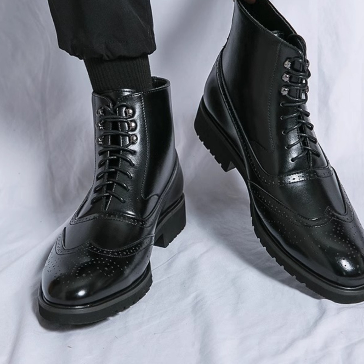 Mens Fashion Thick Sole Mid Top Work Shoes foto 3