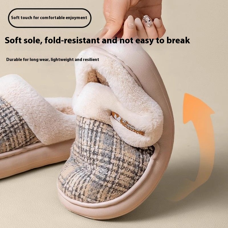 Women's Thick Bottom Non Slip Cotton Slippers foto 3