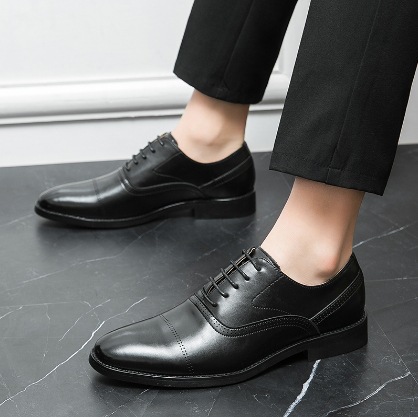 Business Leather Shoes Men's Formal Wear Oxford Pure Color Tied foto 4