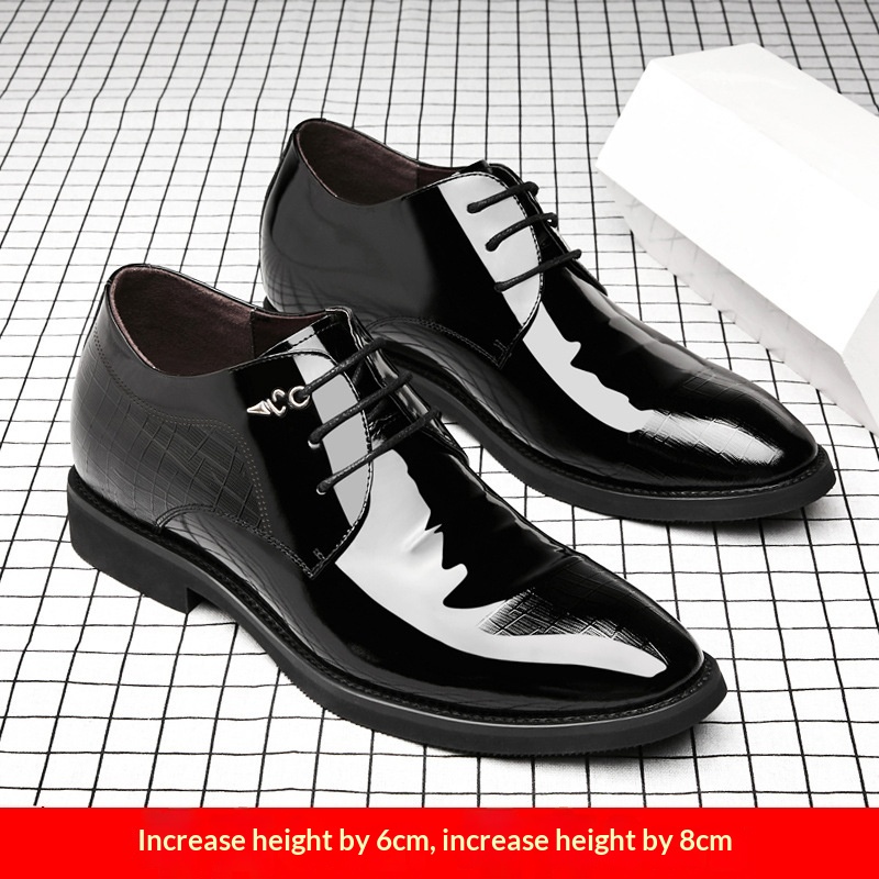Men's Business Dress Leather Shoes With Hidden Heel foto 4