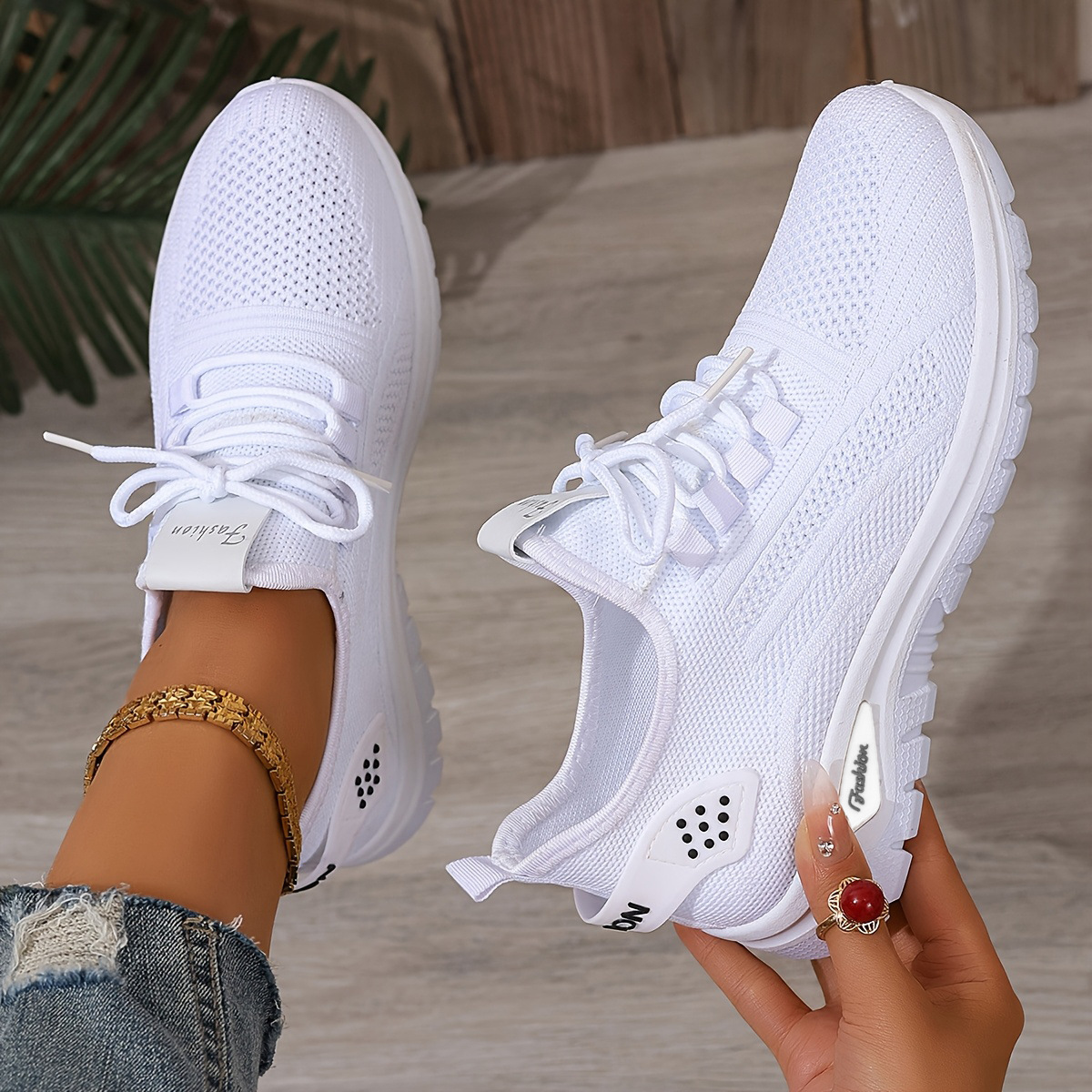 Flying Woven Shoes Women's Fashion Casual Mesh Sneaker foto 2