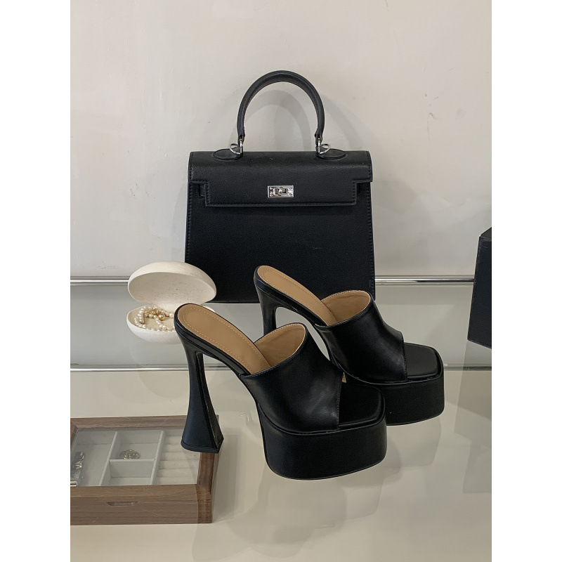 Square-toe Open-toe High-heeled Wedge Sandals foto 2