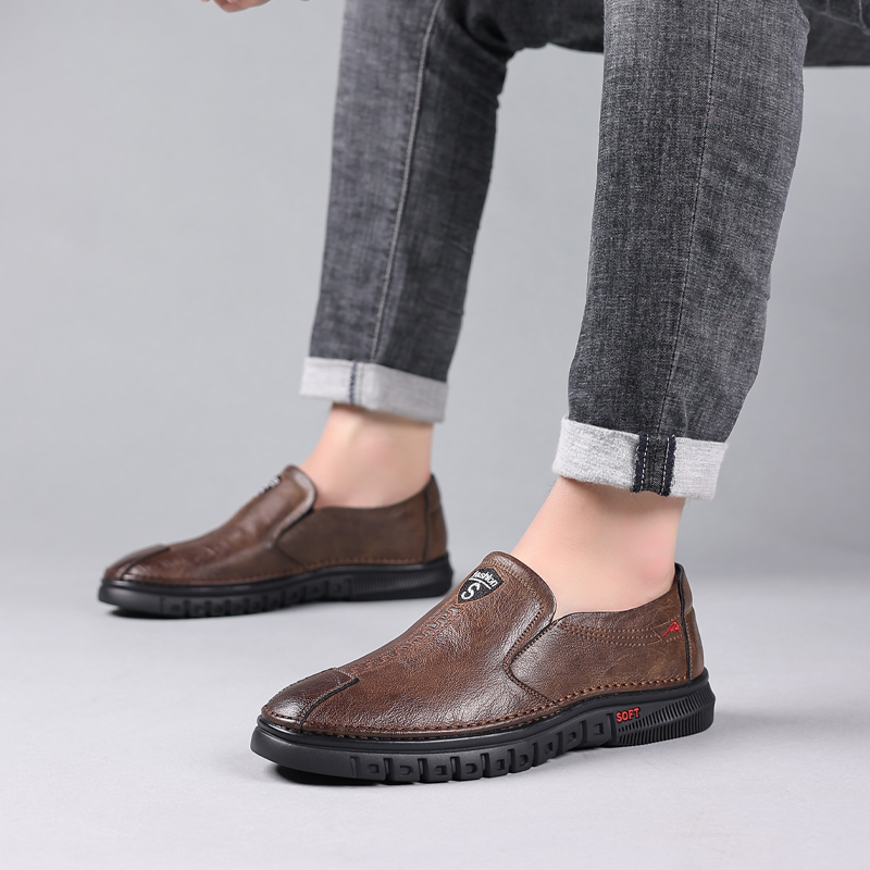Breathable Non-slip Casual New Leather Shoes Men foto 5