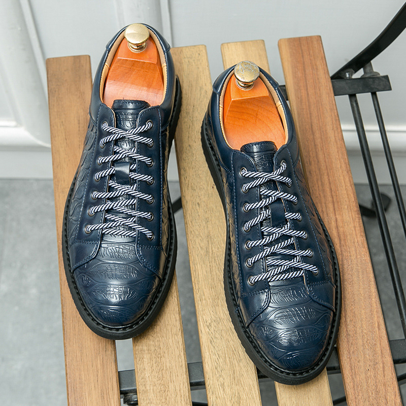 Men's Casual Leather Shoes Lace-up Flat Bottom Daily foto 3