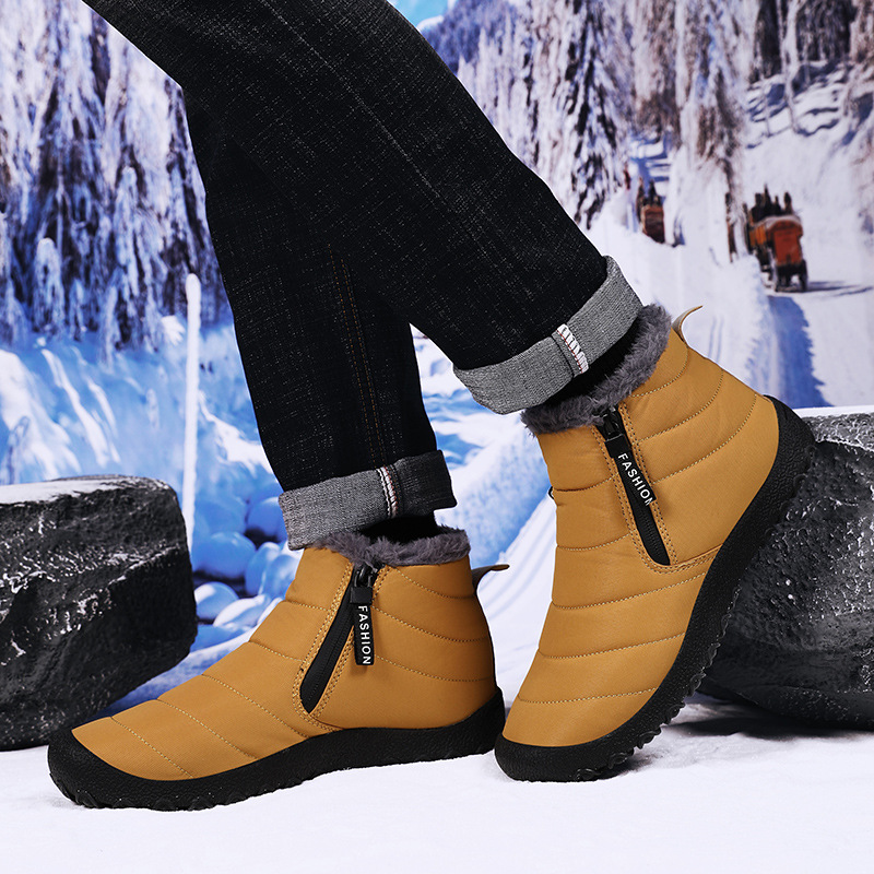 Outdoor Thickening Thermal Cotton Shoes Zipper Fleece-lined Winter Men's Shoes foto 5