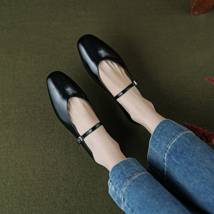 Women's Round Toe Shallow Mouth Flat Bottom Mary Jane Shoes foto 2