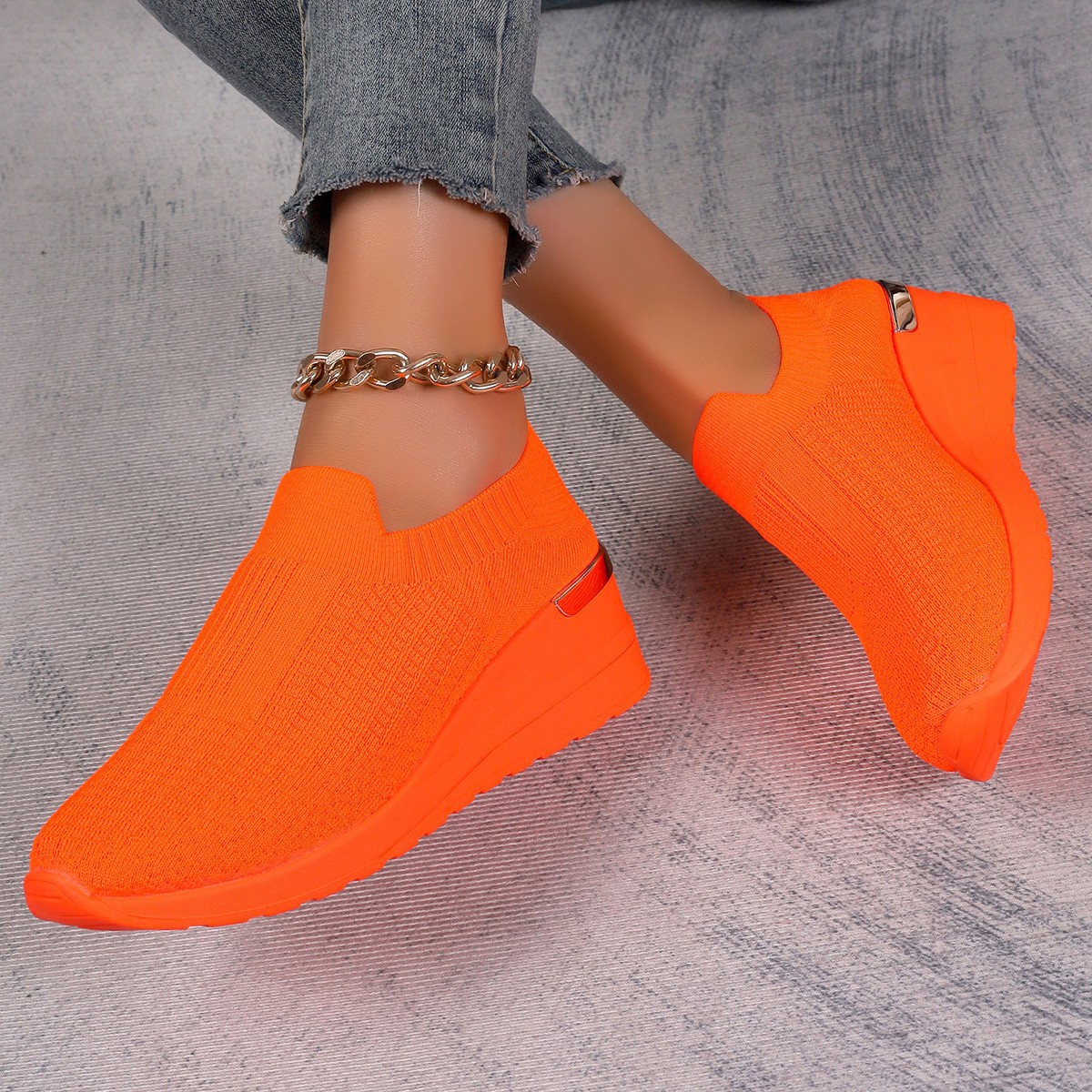 Womens Mesh Flyknit Thick-soled Breathable Casual Shoes foto 4