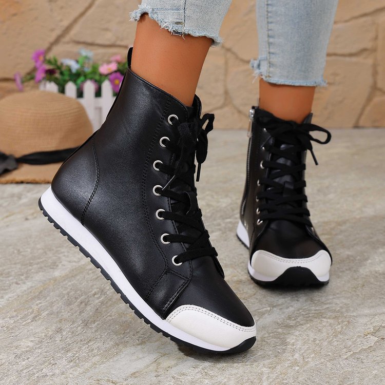 Womens Stylish Side-zip Flat Ankle Boots foto 4